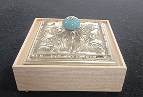 juwelenkistje Oud zilver met white wash 21 x 21 cm