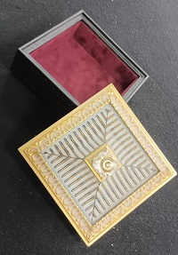 juwelenkistje zwart deksel ornament blauw/goud 19.5 x 19.5 cm - Afbeelding 4